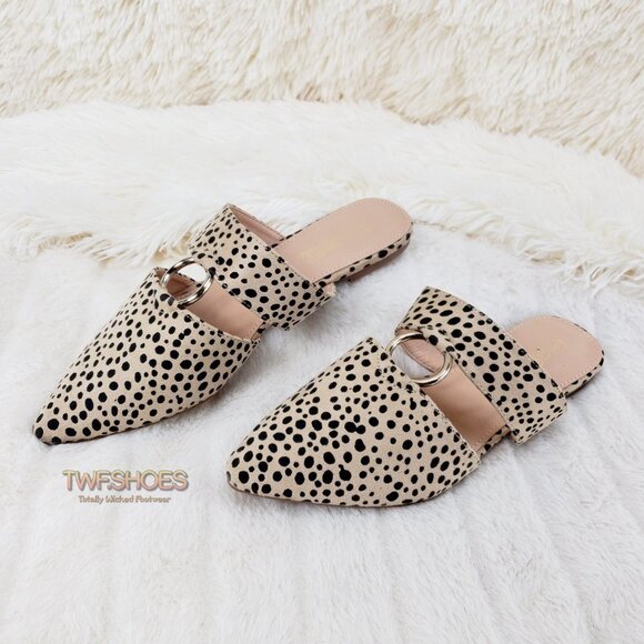 Brand New Cheetah Pointy Toe Flats Mules Clogs Slippers - Picture 3 of 9